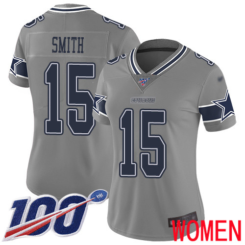 Women Dallas Cowboys Limited Gray Devin Smith #15 100th Season Inverted Legend NFL Jersey->women nfl jersey->Women Jersey